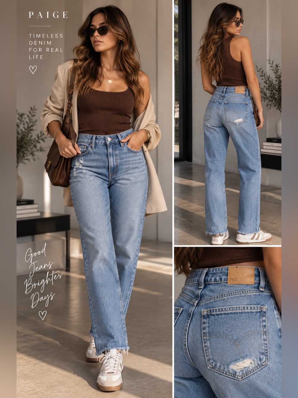 PAIGE Light Blue Straight Leg High-Rise Jeans